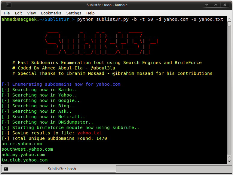 Sublist3r — инструмент для автоматического подбора доменов