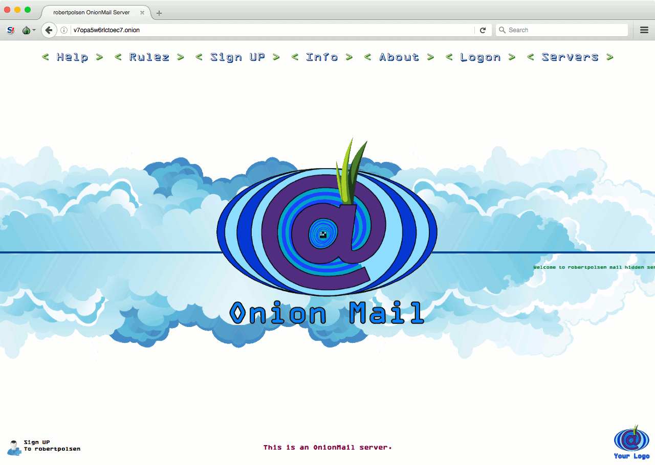 Примерно так выглядит парадная сторона любого сайта на OnionMail
