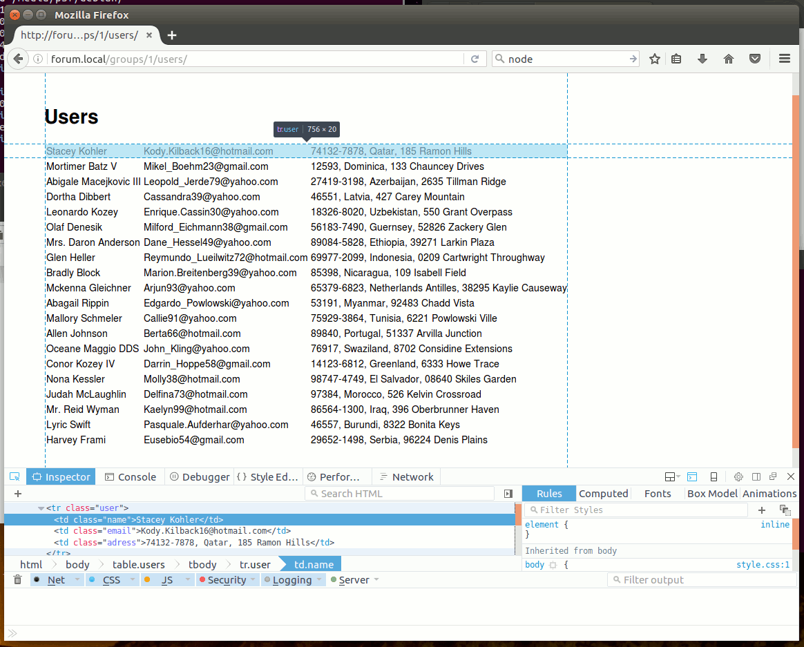 По URL с ID категории отдается таблица со списком юзеров