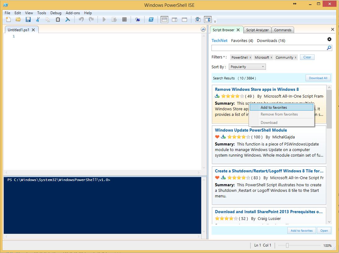 Script Browser для Windows PowerShel
