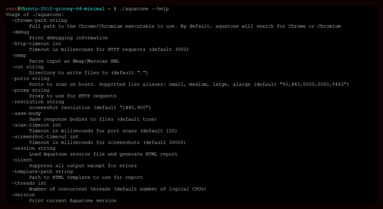 Aquatone, list of command arguments    Aquatone: средство  проверки атаки на основе HTTP