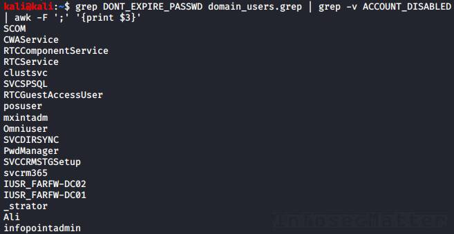 Domain accounts with non-expiring passwords found using LDAPDomainDump