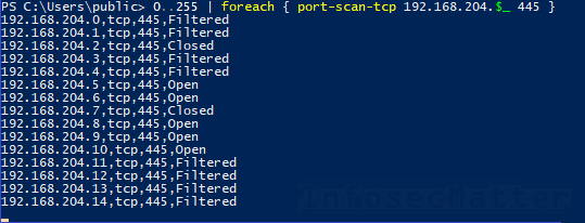 Port scanning (sweeping) a network range for a single port  Сканер портов в PowerShell (TCP / UDP)