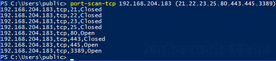 Port scanning a single host for selected ports  Сканер портов в PowerShell (TCP / UDP)
