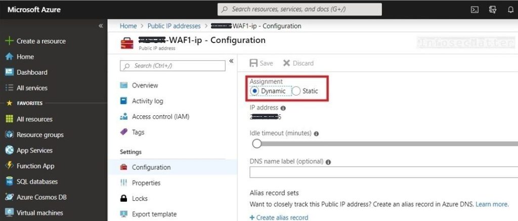 Azure dynamic public IP address for publicly facing service