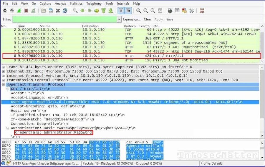 Capturing www basic authentication over HTTP with Wireshark