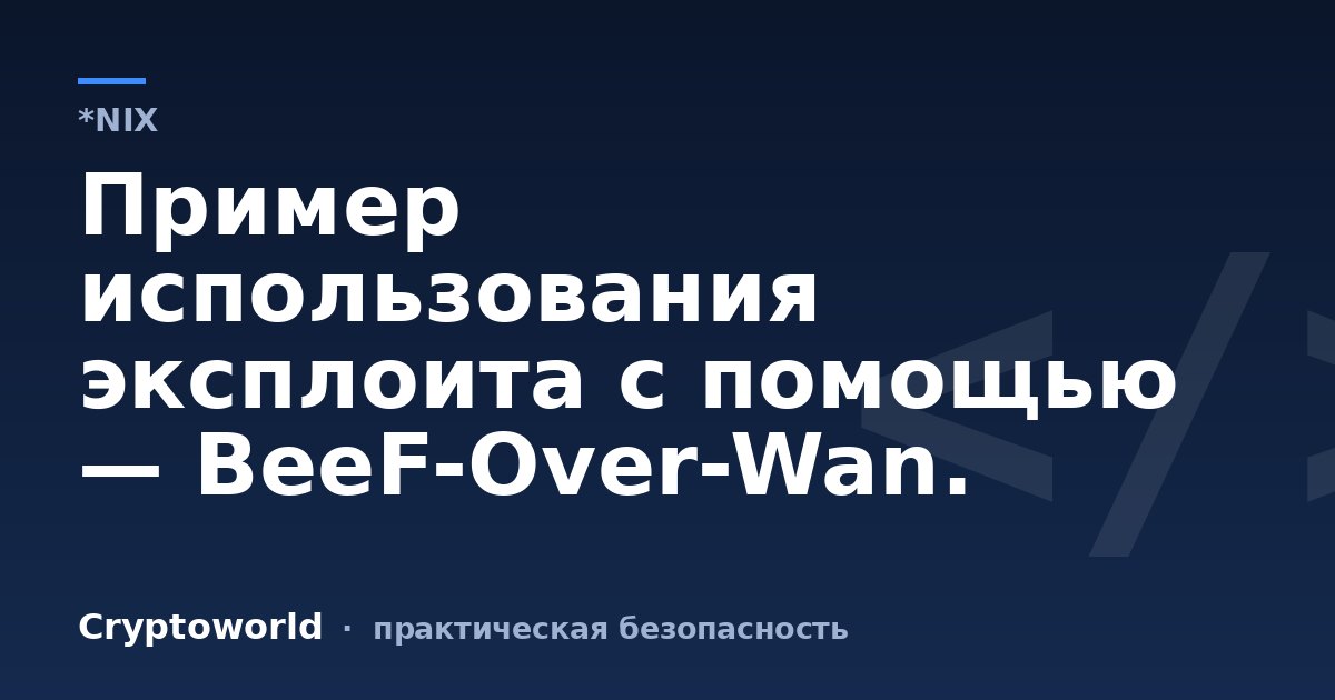 Пример использования эксплоита с помощью — BeeF-Over-Wan.