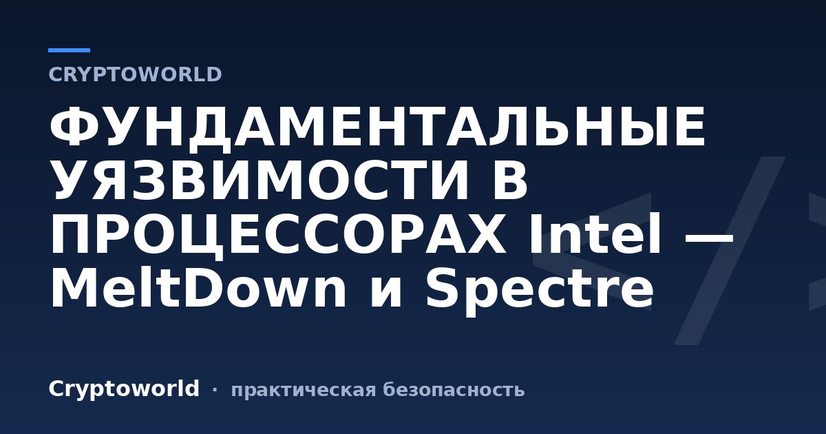 ФУНДАМЕНТАЛЬНЫЕ УЯЗВИМОСТИ В ПРОЦЕССОРАХ Intel — MeltDown и Spectre