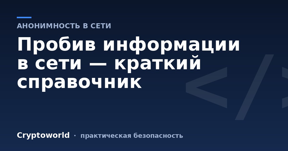 Пробив информации в сети — краткий справочник