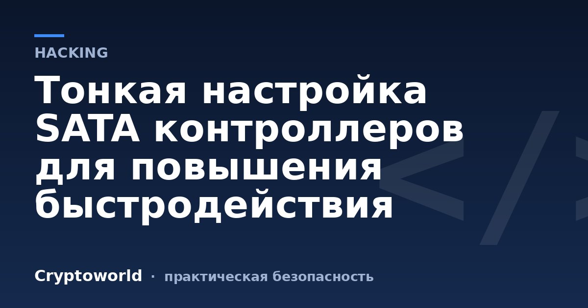 Тонкая настройка SATA контроллеров для повышения быстродействия