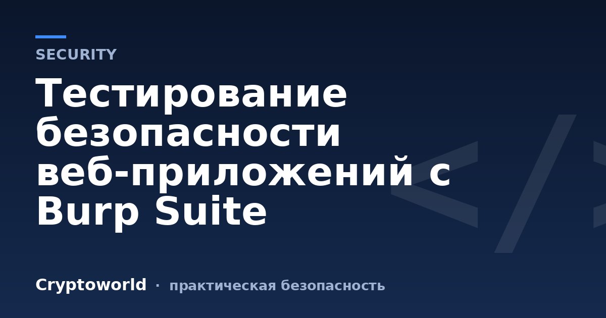 Тестирование безопасности веб-приложений с Burp Suite