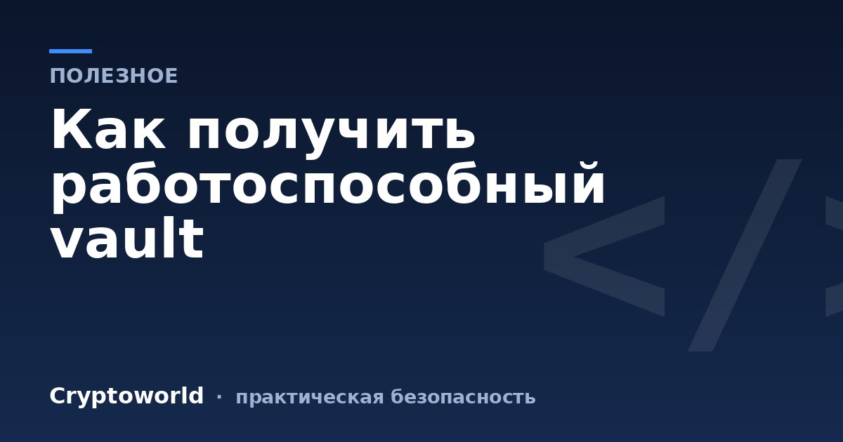 Как получить работоспособный  vault