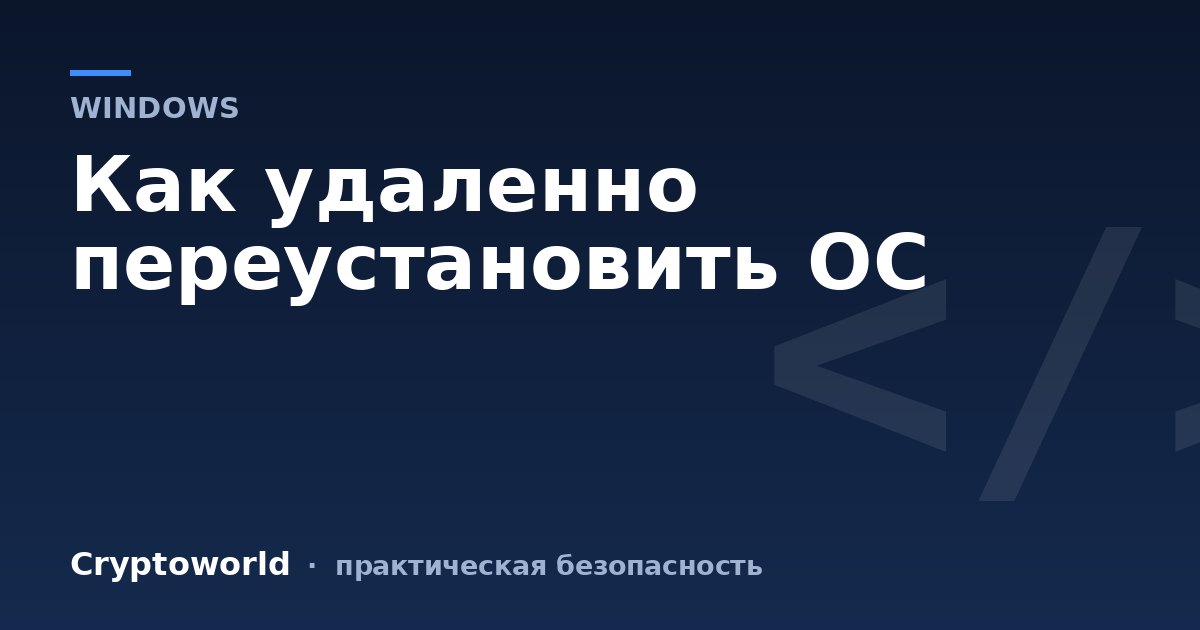 Как удаленно переустановить ОС