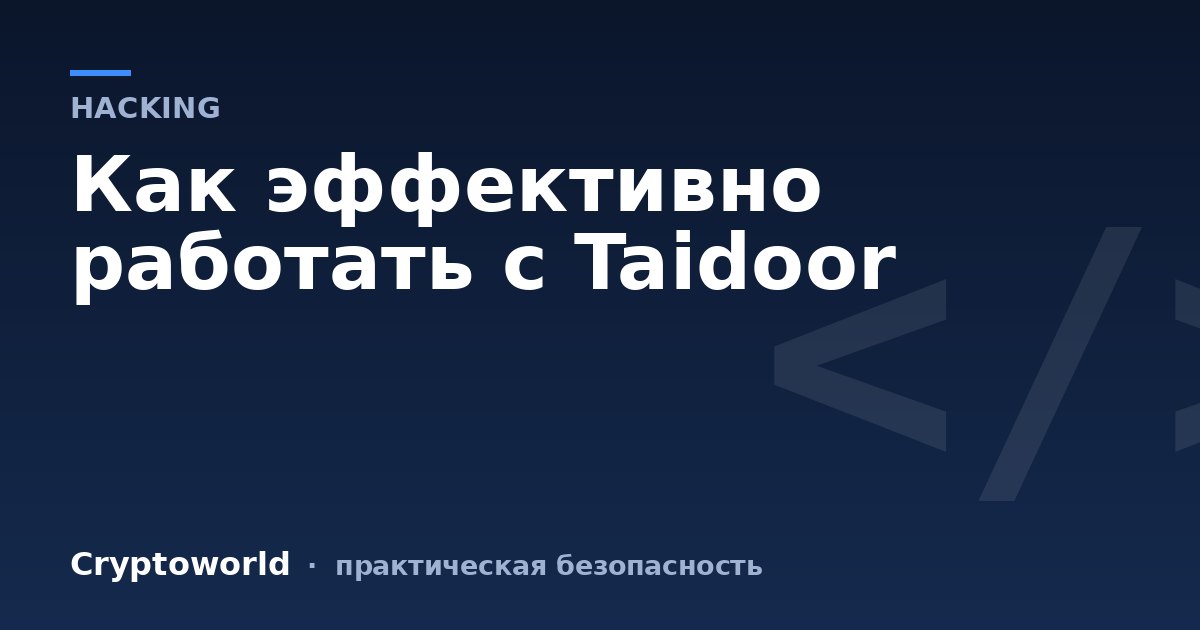 Как эффективно работать с Taidoor