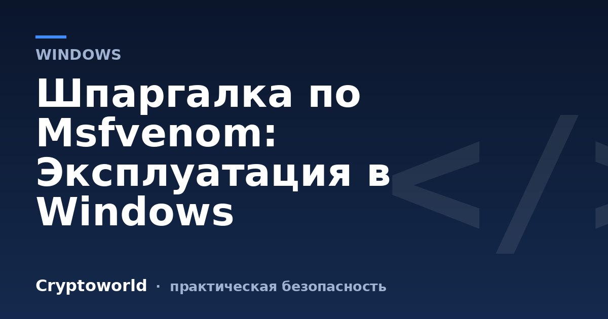 Шпаргалка по Msfvenom: Эксплуатация в Windows