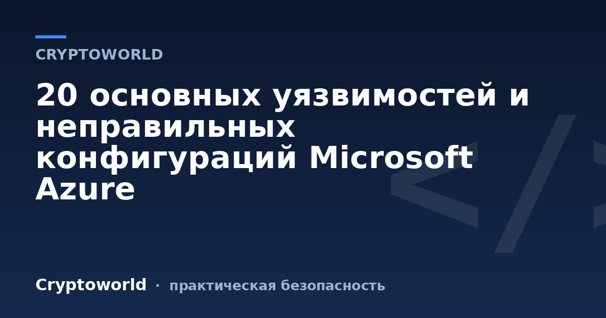 20 основных уязвимостей и неправильных конфигураций Microsoft Azure