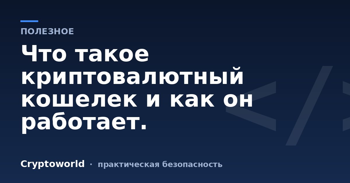 Что такое криптовалютный кошелек и как он работает.