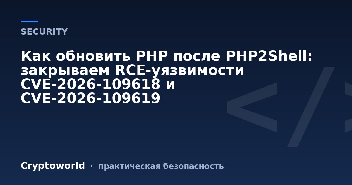Как обновить PHP после PHP2Shell: закрываем RCE-уязвимости CVE-2026-109618 и CVE-2026-109619