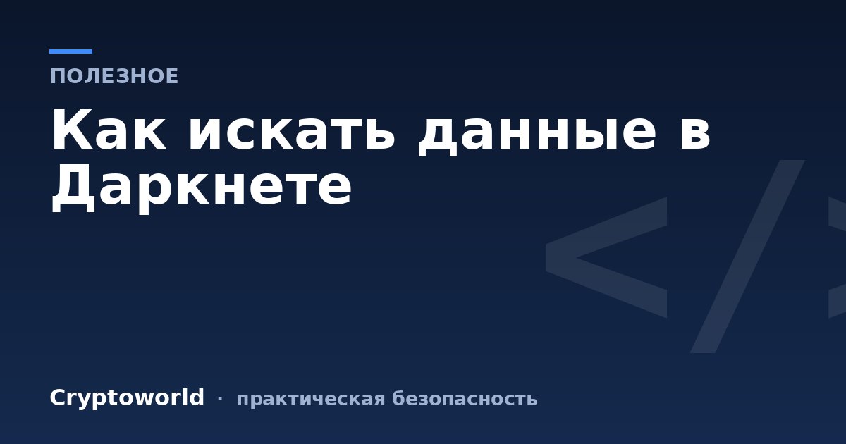 Как искать данные в Даркнете
